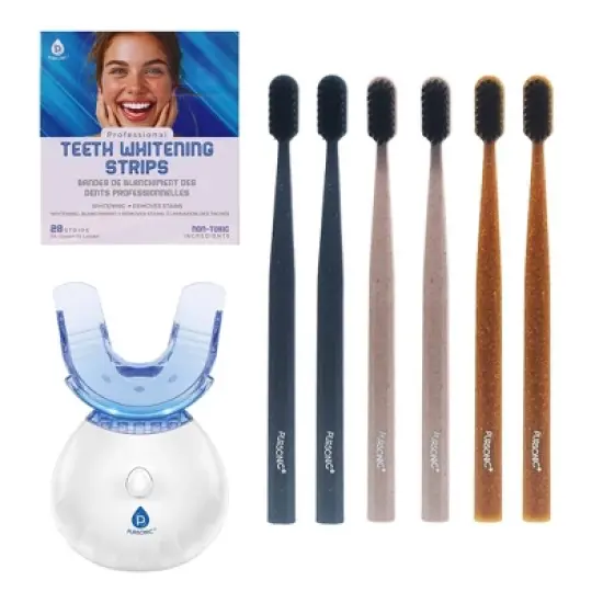 Pursonic LED Teeth Whitening Solution, Whitening Strips & Charcoal Toothbrush Bundle image {4}