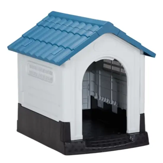 SEVOBAL Pet Crates and Houses All-Weather Dog House, Elevated PVC Shelter with Ventilation for Indoor and Outdoor Use, Blue, 32.7"*10.4"*24.6" image {5}