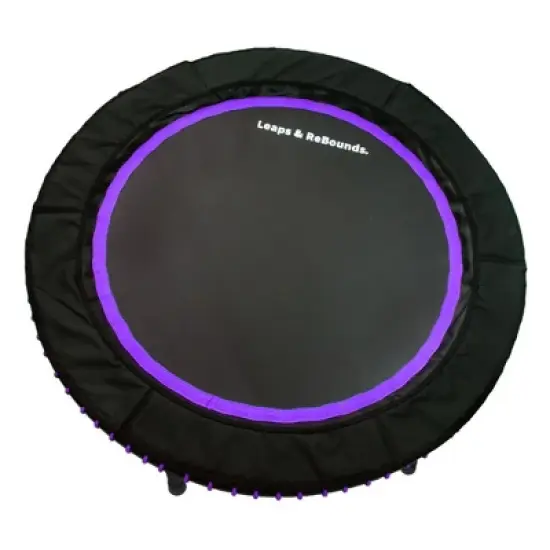 LEAPS & REBOUNDS 40" Adjustable Stability Bar Attachment with 40" Mini Fitness Trampoline and Home Gym Rebounder for Cardio Exercises, Purple image {2}