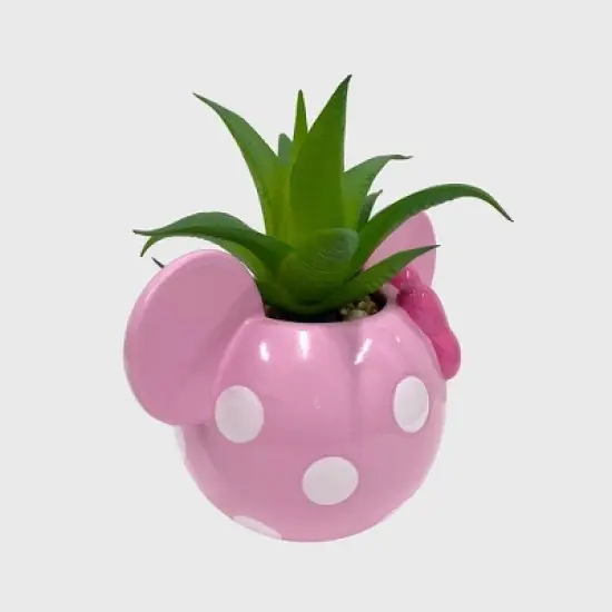 Disney 2pc Indoor/Outdoor Ceramic Mickey and Minnie Mouse Icon Succulent Set Pink/White image {6}