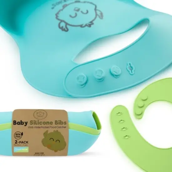 KeaBabies 2-Pack Silicone Bibs For Babies, Food Grade Silicone Baby Bibs for Eating, Feeding, Toddler Bibs, Boys, Girls image {1}