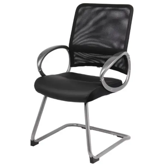 Mesh Back with Pewter Finish Guest Chair Black - Boss Office Products image {1}