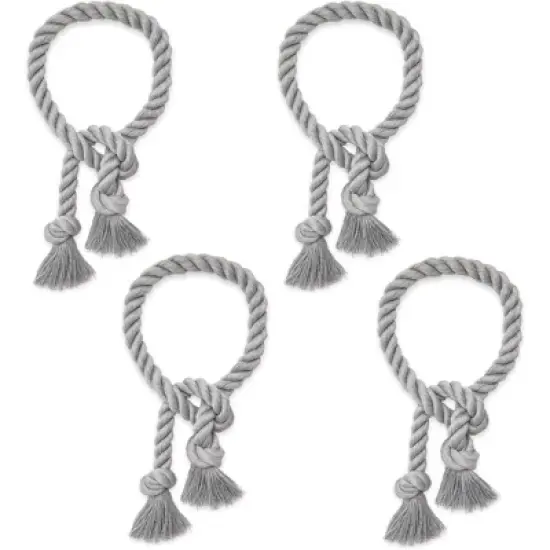Okuna Outpost 4 Pack Gray Cotton Window Curtain Tiebacks Tie Backs, Rope Holdbacks Holder for Drapes, Home Decor, 29 in image {3}