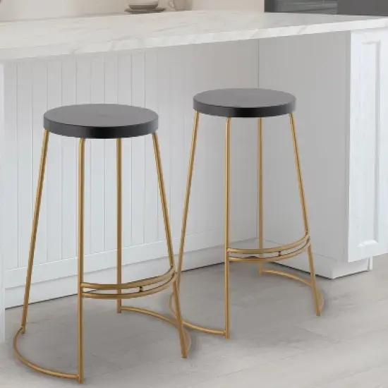 JONATHAN Y Hula Modern Designer Iron Curved Backless Bar Stool image {4}