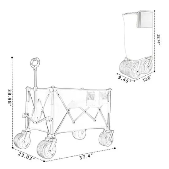 RISOKEYS Foldable Beach Wagon Cart,with 480lbs Capacity & All-Terrain Wheels, Includes Waterproof Picnic Mat for Camping,Picnic,Beach Trips image {2}