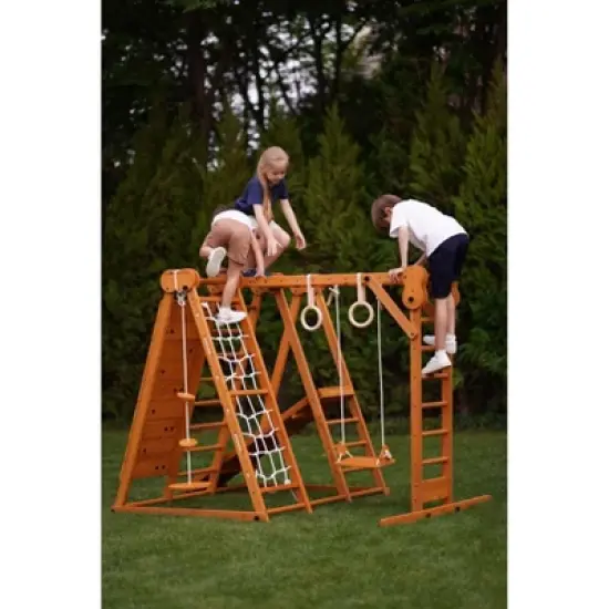 Chestnut - Outdoor and Indoor 8-in-1 Jungle Gym for Toddlers Playset Large image {1}