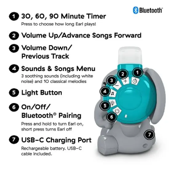 Baby Einstein Earl's Sound Explorer Day to Night Bluetooth Soother image {3}