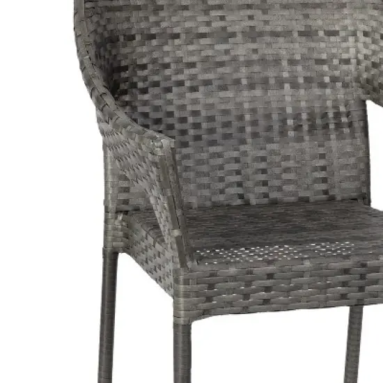 Emma and Oliver All-Weather Indoor/Outdoor Stacking Patio Dining Chairs with Steel Frame and Weather Resistant PE Rattan image {7}