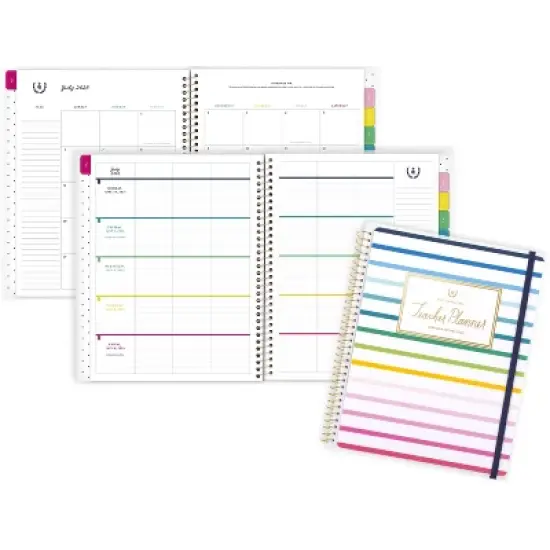 Emily Ley for At-A-Glance 9.25"x11.25" 2025-2026 Weekly/Monthly Happy Stripe Teacher Large Planner, Teacher Supplies image {1}