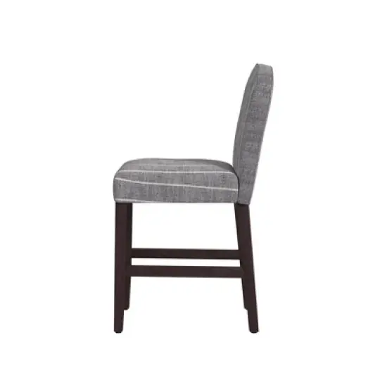 Rounded Back Woven Stripe Upholstered Counter Height Barstool Midnight - HomePop image {2}