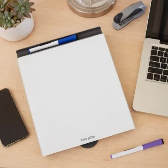 ECR4Kids MessageStor Dry Erase Memo Station, Desktop Whiteboard with Storage and Built-In Organizer image {7}