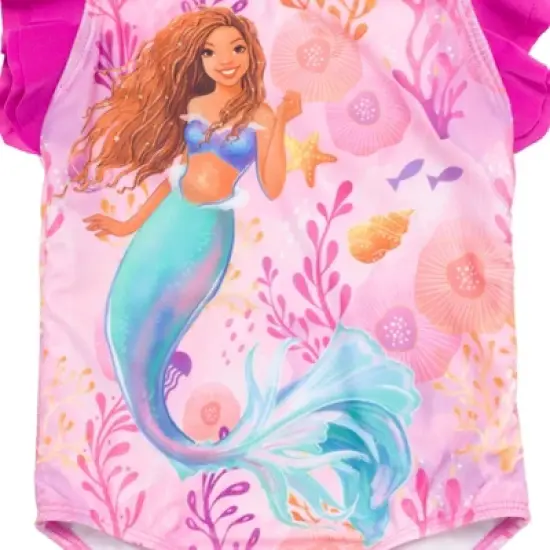Little Mermaid Ariel Girls One Piece Bathing Suit Toddler to Big Kid image {3}
