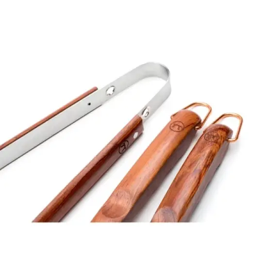 3pc Rosewood Tool Set - Outset: Stainless Steel BBQ Utensils, Ergonomic Handles, Outdoor Cooking Accessories image {3}