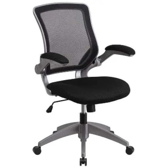 Flash Furniture Mid-Back Mesh Swivel Ergonomic Task Office Chair with Gray Frame and Flip-Up Arms image {11}