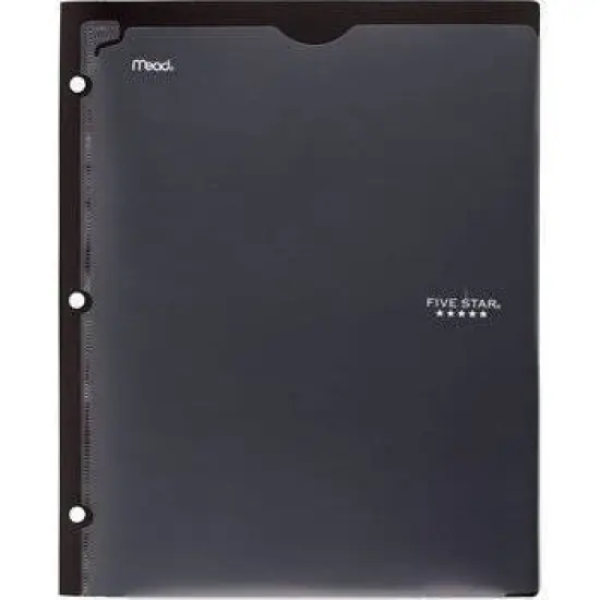 Mead Five Star 2 Pocket Plastic Folder (Colors May Vary): Polypropylene, 3 Hole Punched, 50 Sheet Capacity, Multicolor image {12}
