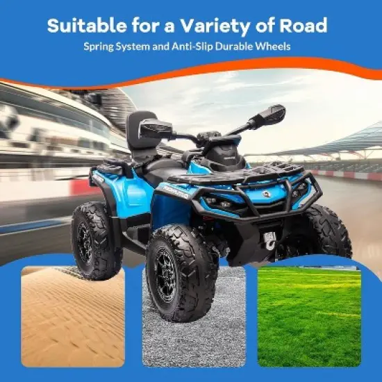 2 Seater Electric Children's Terrain Vehicle, 12V Remote Control Riding Toy Car, Battery Operated Vehicle w/Music, Remote Control, LED Lights image {6}