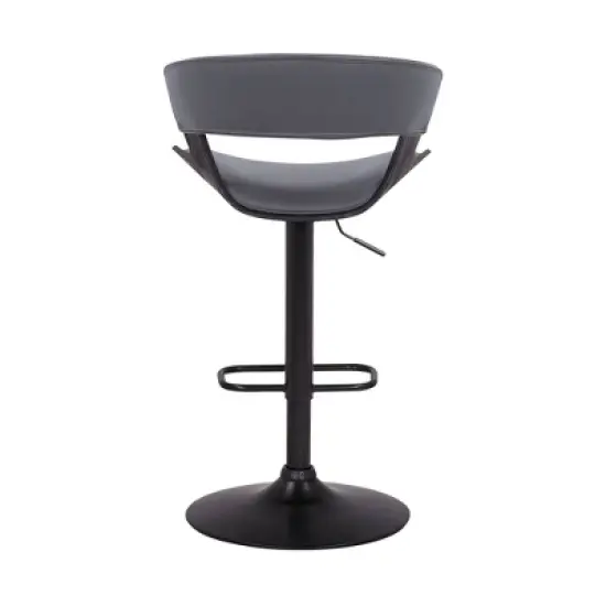 Karine Adjustable Swivel Faux Leather Metal Barstool Gray/Black - Armen Living image {4}