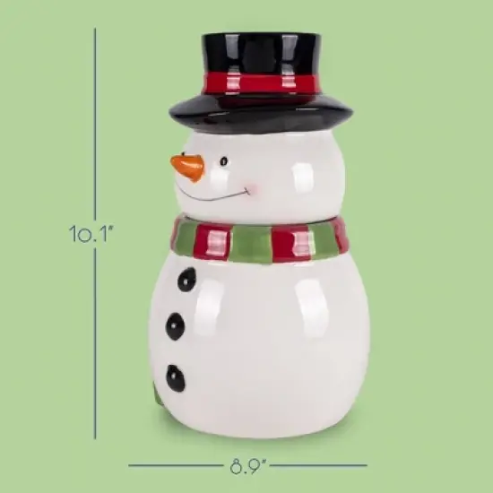 100 North Ceramic 11 inch Christmas Cookie & Candy Jar with Airtight Lid: Kitchen Canisters, Pet Treat Containers & Holiday Storage, Snowman Scarf image {1}