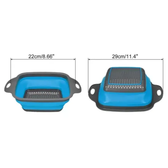 Unique Bargains Space Saving Suitable Silicone Square Foldable Strainer with Handle image {1}