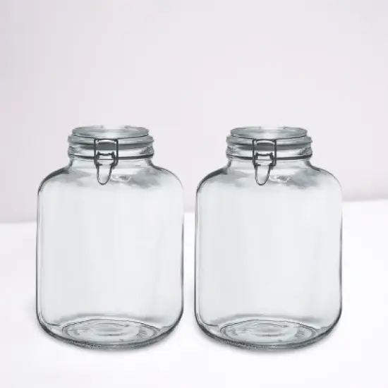 Amici Home Glass Hermetic Preserving Canning Jar Italian, Airtight Hinged Clamp Clasp Lid, Storing and Canning Uses, Clear, 2-Piece,145 oz 1.1 Gallon image {4}