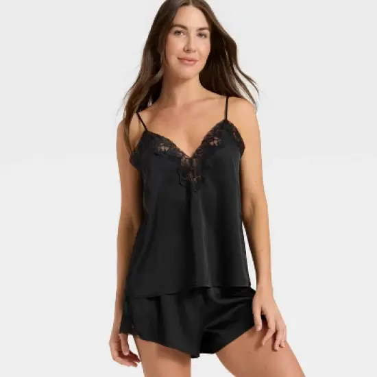 Women's Lace Trim Satin Pajama Tank Top - Auden&trade; image {2}