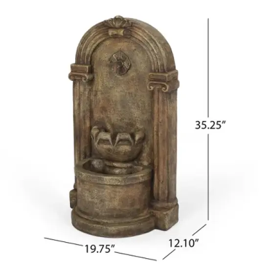 NAYSAYE Fountain Classic Two Tier Spout Design with Timeless Stone Inspired Style for Garden Patio Outdoor, Light Brown, 19.75"*12.1"*35.25" image {2}