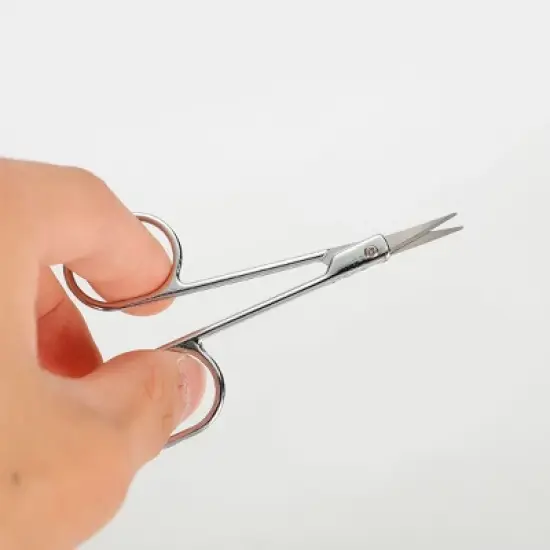 Unique Bargains Curved Head Stainless Steel Vibrissa Scissors Silver Tone 3.5" x 1.8" 1 Pc image {4}