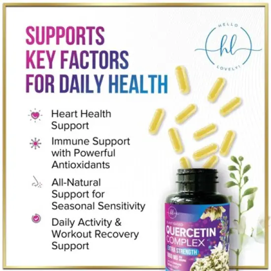Quercetin Supplement Capsules for Heart, Respiratory, Allergy & Immune Support - 60 Capsules;120 Capsules image {5}
