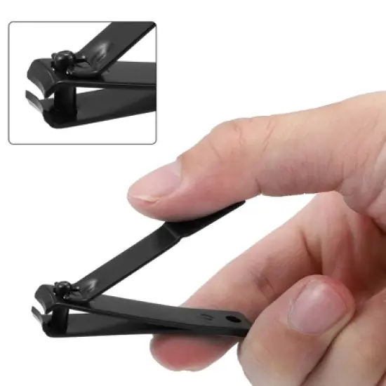 Unique Bargains Travel Stainless Steel Professional Manicure Set Black 1 Set image {2}