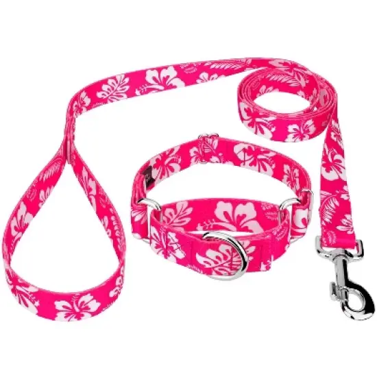 Country Brook Petz Pink Hawaiian Martingale Dog Collar and Leash image {6}