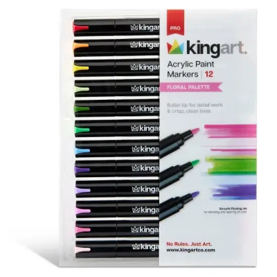 KINGART PRO Acrylic Paint Markers 12 Floral Colors image {10}