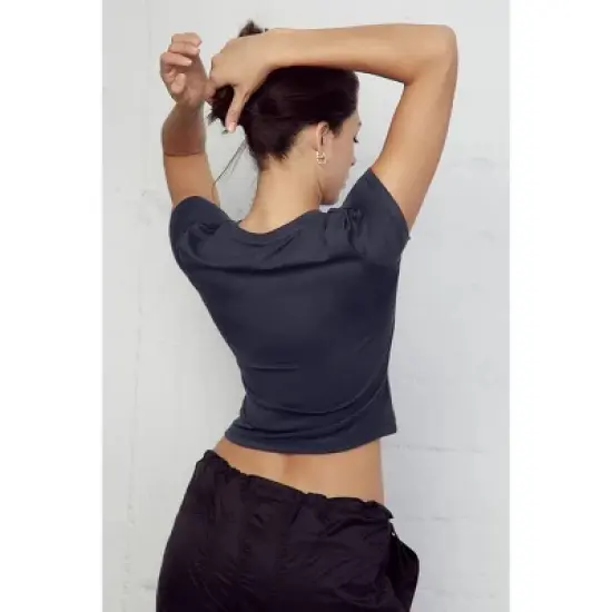 Spruce Fashion Women's Essential Summer High Stretch Performance Moisture-Wicking T-Shirts, Slate Grey, S image {2}