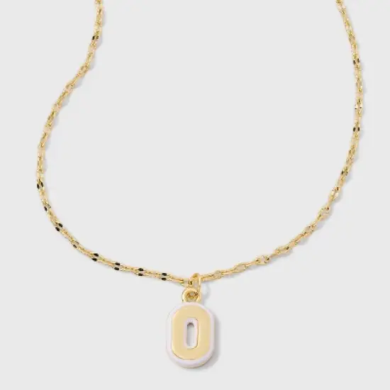 14K Gold Dipped Enamel Initial Pendant Necklace - A New Day&trade; Gold/White image {18}