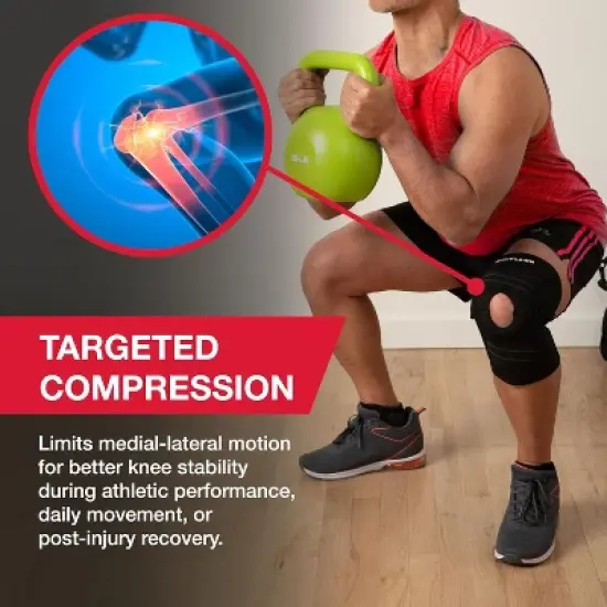 Mueller Self Adjusting Hinged Knee Stabilizer, Max Support, Black, One Size image {2}