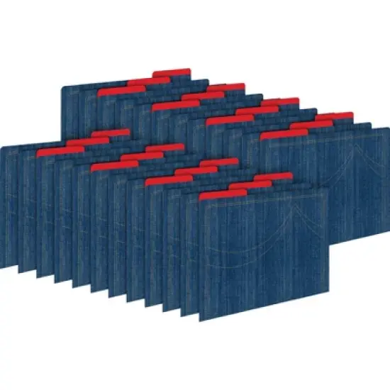 Barker Creek 24pk Denim Letter Size File Folders: Multicolor Cardstock, Top Tab, 50 Sheet Capacity, 15"x9" image {3}
