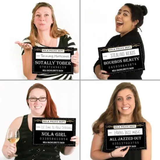 Big Dot of Happiness Nola Bride Squad - New Orleans Bachelorette Party Mug Shots - Photo Booth Props Mugshot Signs - 20 Count image {2}