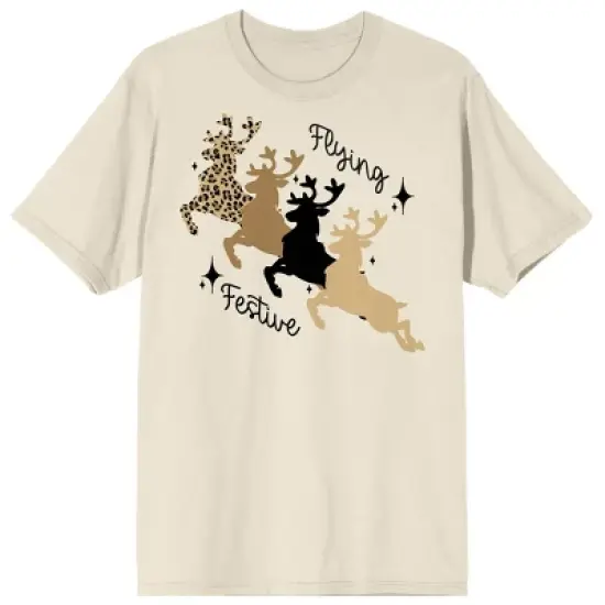 Christmas Shapes Flying Festive Crew Neck Short Sleeve Women's Natural T-shirt image {4}