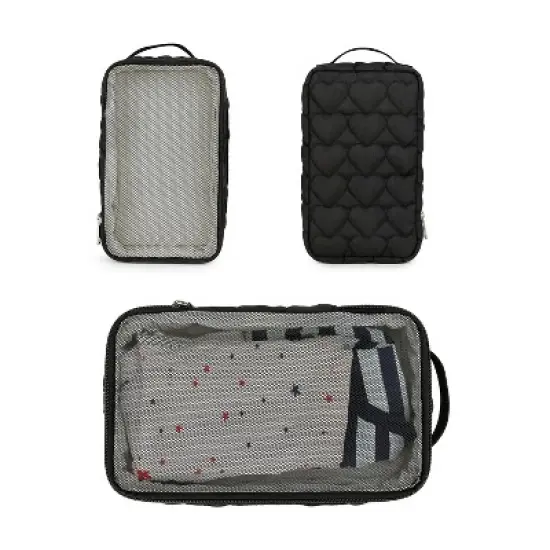 Itopfox 2-Pack Waterproof Hanging Diaper Bags, Reusable & Washable Organizer Pouches for Baby Clothes, Swimsuits & More (Black & White) image {1}