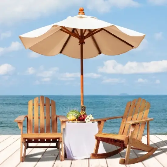 Kiawah Outdoor Patio Classic Acacia Wood Adirondack Rocking Chair -JONATHAN Y image {4}