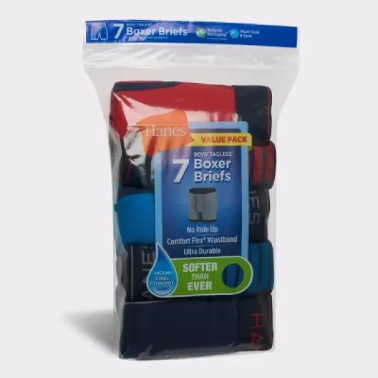 Hanes Boys' 7pk Boxer Brief - Colors May Vary image {1}