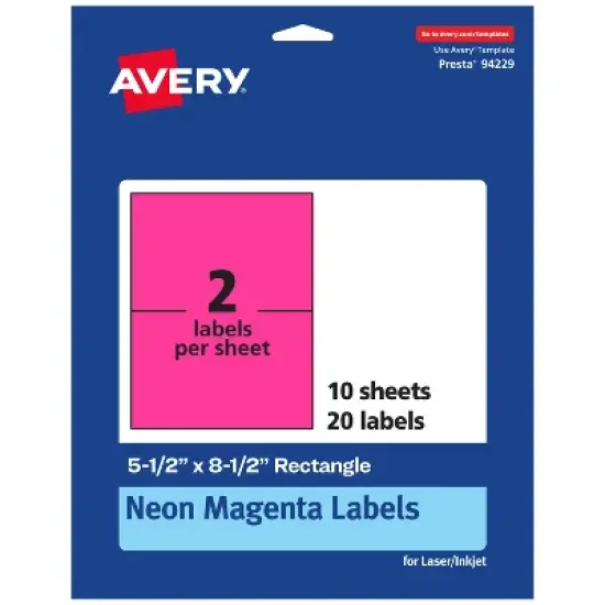 Avery Neon Magenta Paper Labels, 5.5" x 8.5" Rectangle image {8}