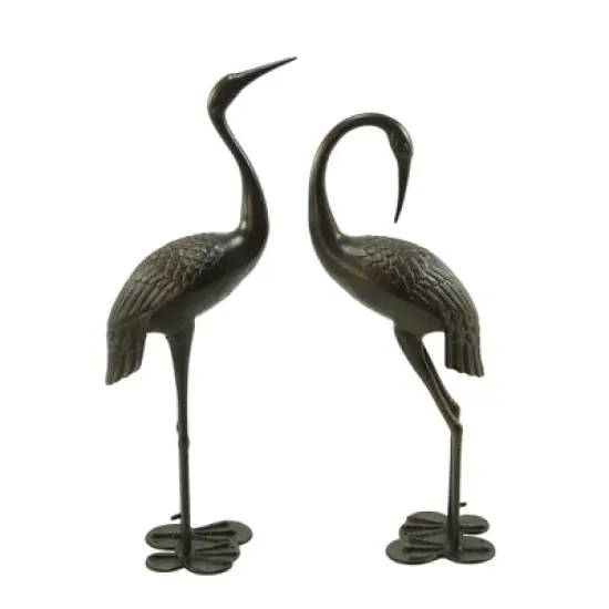 Gulches Elegant Crane Garden Decor - 39"/43" Shiny Copper Statues image {12}