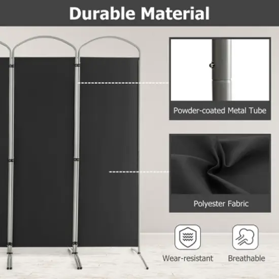 Costway 4 Panels Folding Room Divider 6 Ft Tall Fabric Privacy Screen Black/Brown/Grey/White image {6}