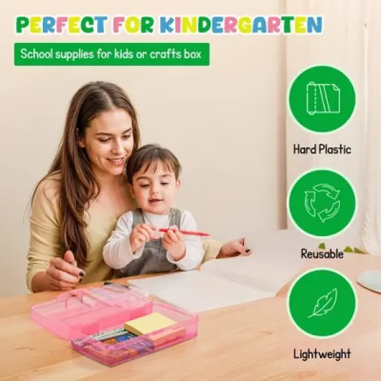 4E's Novelty 4 Pack Large Pencil Case Boxes, Pencil Boxes Bulk Classroom, Teacher Containers Box image {3}