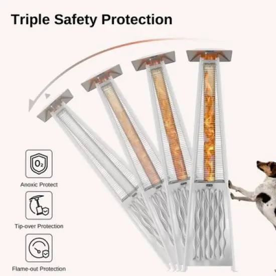 East Oak 18.23"x21.84" 48000 BTU Torch Patio Propane Outdoor Portable Heater Bronze Finish: Iron Frame, 10ft Heat Radius image {12}