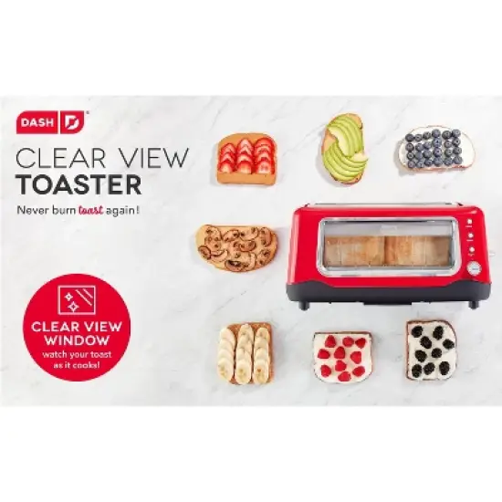 Dash ClearView Long Slot Toaster: See-Through 2-Slice Bagel Toaster, Aqua Green, 1100W, Spot Clean image {15}