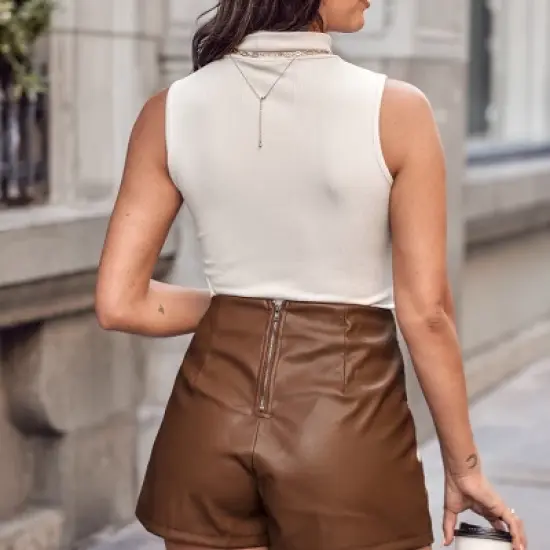 Women's Ribbed Turtleneck Tank Top - Cupshe image {3}