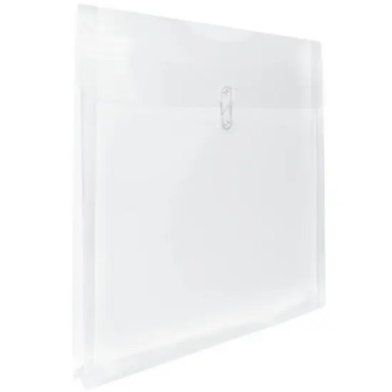 JAM Paper 13'' x 13'' 12pk Plastic Envelopes with Button and String Tie Closure - Clear: Large Filing Accessories image {2}