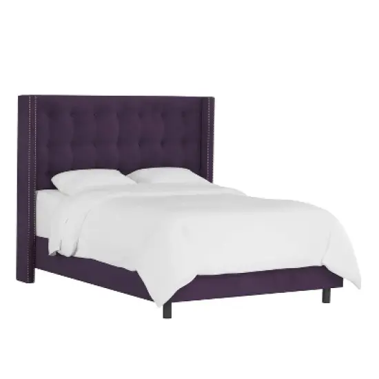 Nail Button Tufted Wingback Velvet Bed - Skyline Furniture image {2}