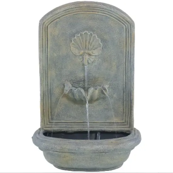 Sunnydaze 27"H Solar Only Polystone Seaside Outdoor Wall-Mount Water Fountain image {6}